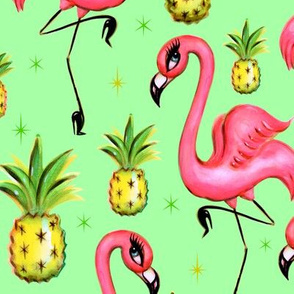 Large--Flamingos and Pineapples