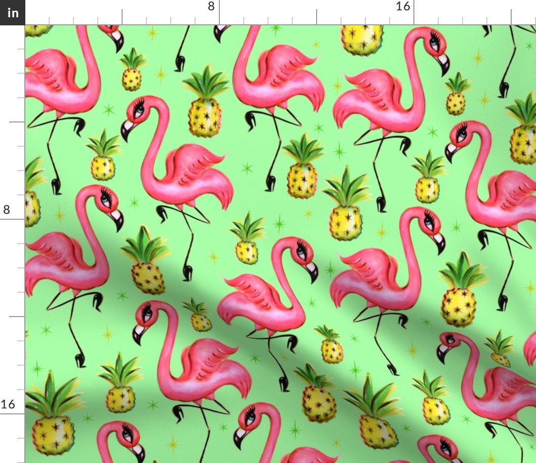 Large--Flamingos and Pineapples