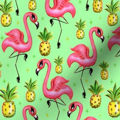 Medium-Flamingos and Pineapples