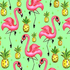 Medium-Flamingos and Pineapples