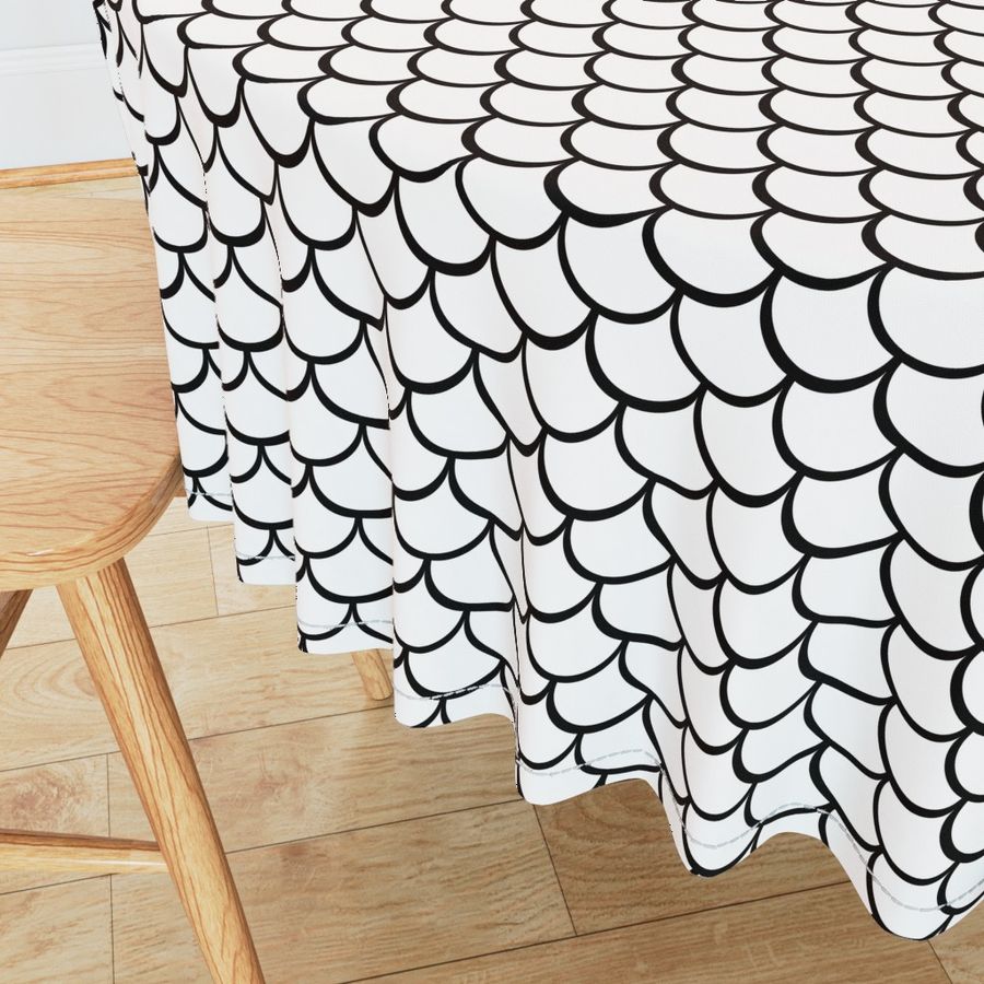 2" Fish Scale Pattern Light | Black and White Collection