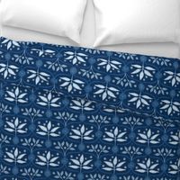 Mahal Floral Botanical Damask Ogee in Classic Dark Navy Indigo Blue and White - UnBlink Studio by Jackie Tahara