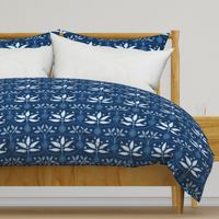 Mahal Floral Botanical Damask Ogee in Classic Dark Navy Indigo Blue and White - UnBlink Studio by Jackie Tahara