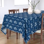 Mahal Floral Botanical Damask Ogee in Classic Dark Navy Indigo Blue and White - UnBlink Studio by Jackie Tahara