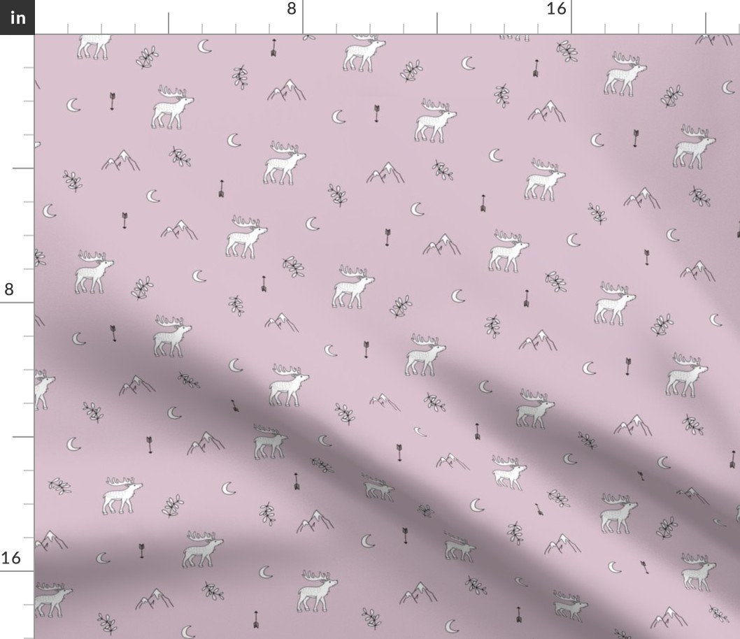 Little dreamy deer mountains sweet canada mountains design moon and arrows lilac baby girls nursery