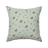 Little dreamy deer mountains sweet canada mountains design moon and arrows neutral rust mint LARGE