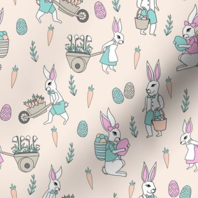 bunny farm fabric - cute bunnies fabric, easter fabric, baby easter, nursery easter, cute bunny rabbit fabric -pink
