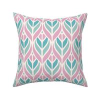 Art deco leaves pastel pink