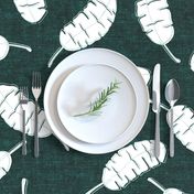 banana leaf - tropical leaves - toss white on dark green - LAD20