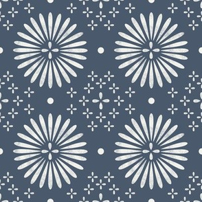 boho sun fabric - bohemian fabric, mudcloth fabric, gender neutral fabric, baby bedding fabric - indigo