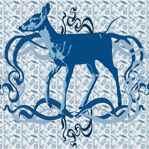 Graceful Deer in Classic Blue