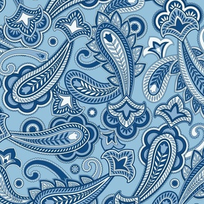 Tara Paisley Light Blue Large Scale