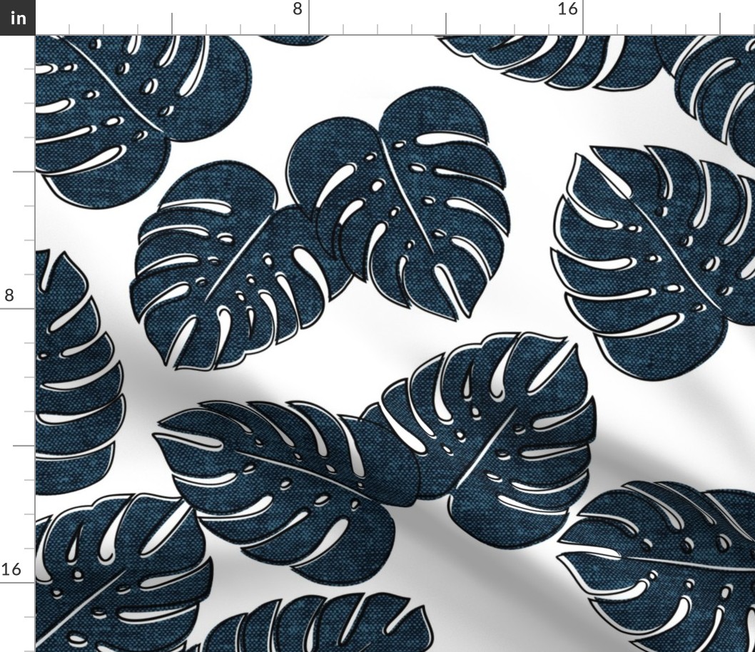 monstera leaves - denim LL - LAD20