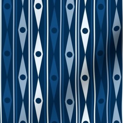 Three Inch Shades of Blue Harlequin Diamond Stripes