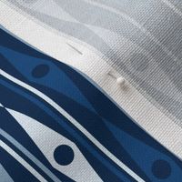 Three Inch Shades of Blue Harlequin Diamond Stripes
