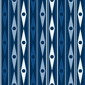 Six Inch Shades of Blue Harlequin Diamond Stripes