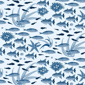 Lots of fish in blue