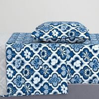 Classic Blue Quatrefoil Floral