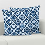 Classic Blue Quatrefoil Floral