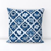 Classic Blue Quatrefoil Floral