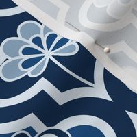 Classic Blue Quatrefoil Floral - V2