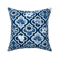 Classic Blue Quatrefoil Floral - V2