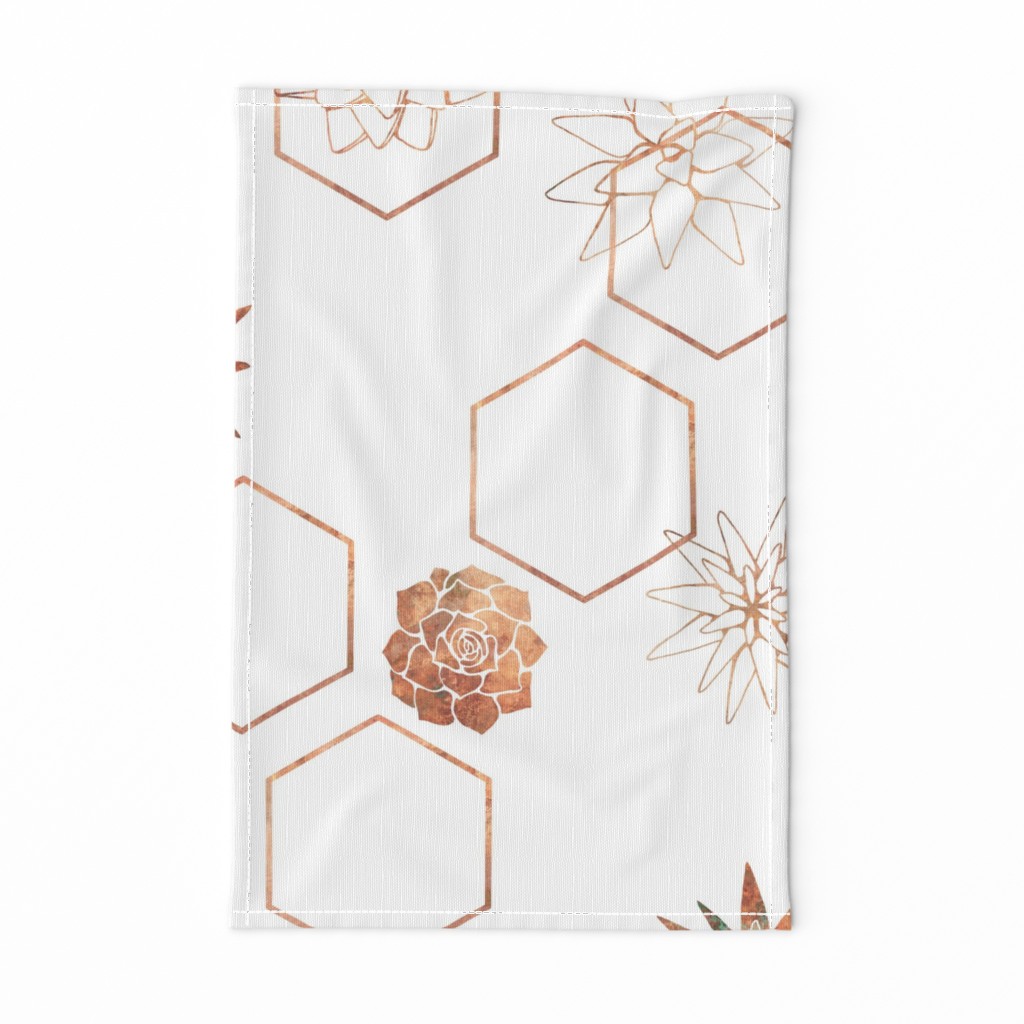 Rusted Copper Hexagons on White