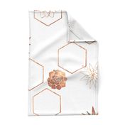 Rusted Copper Hexagons on White