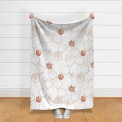 Rusted Copper Hexagons on White