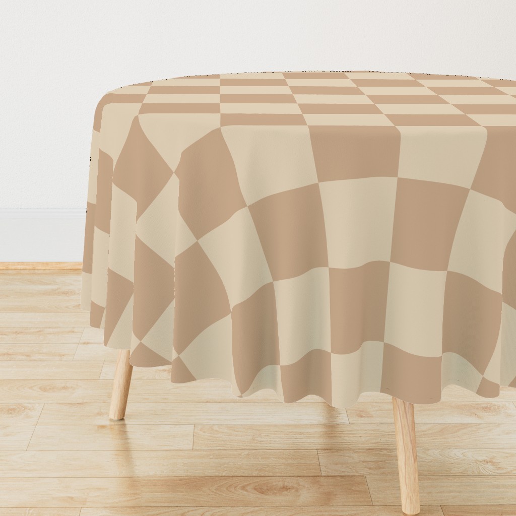 JP19 - Cheater Quilt Checkerboard  in Seven Inch Squares of Warm Beige and Almond