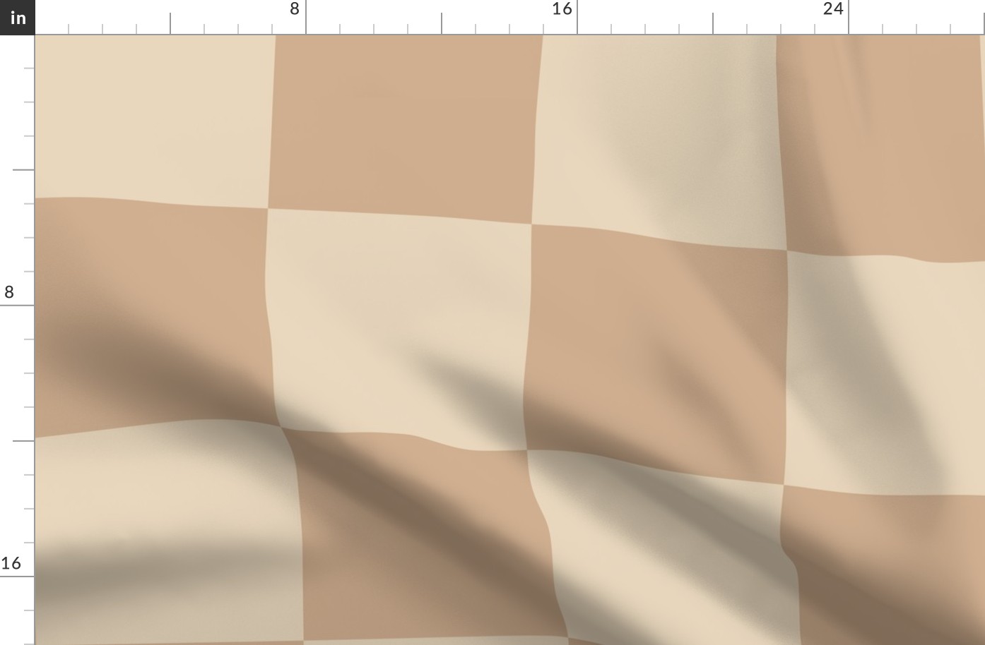 JP19 - Cheater Quilt Checkerboard  in Seven Inch Squares of Warm Beige and Almond