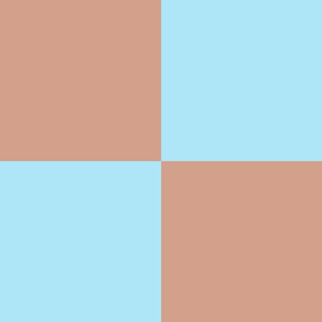 JP18 -  Cheater Quilt Checkerboard in Seven Inch Squares of Sky Blue and Terra Cotta