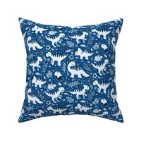 Dino Floral in Classic Blues - small print