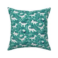 Dino Floral in Teal Green - small print