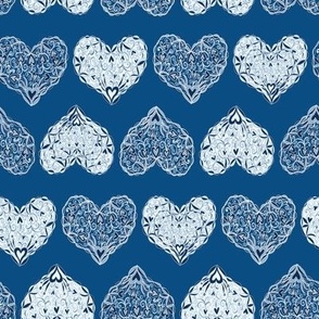 Ornate Floral Love Hearts - Pantone Classic Blue - 8 inch