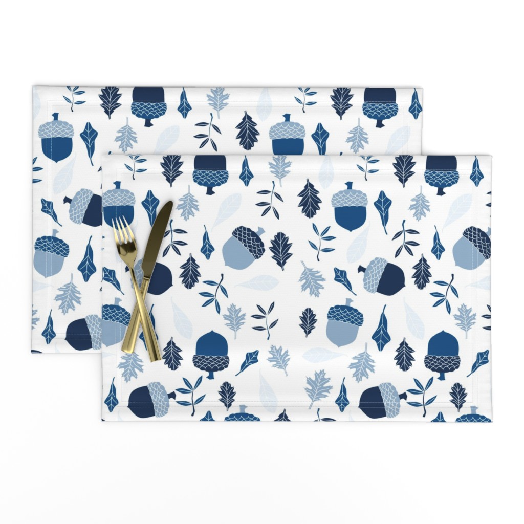 leaves and acorns in classic blue