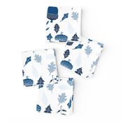 leaves and acorns in classic blue