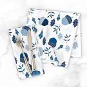 leaves and acorns in classic blue