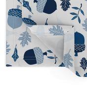 leaves and acorns in classic blue