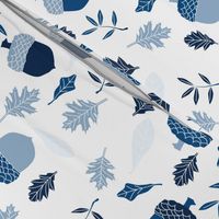 leaves and acorns in classic blue