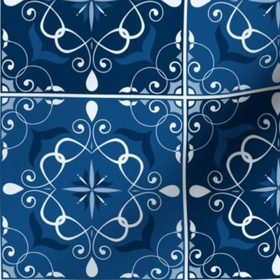 portuguese tiles - classic blue tiles - tiles fabric