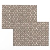 Faded French Hearts - Brown