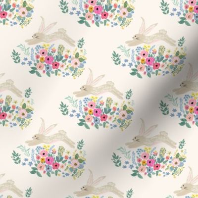 4" Bunny and Blooms Ivory Back