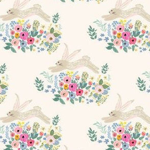 4" Bunny and Blooms Ivory Back