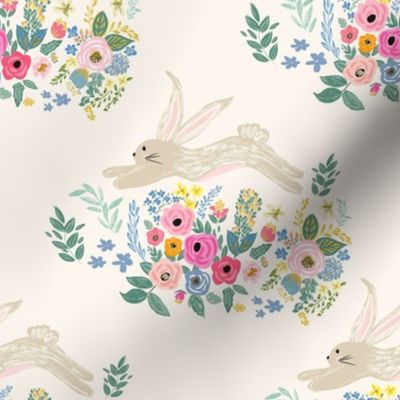 8" Bunny and Blooms Ivory Back