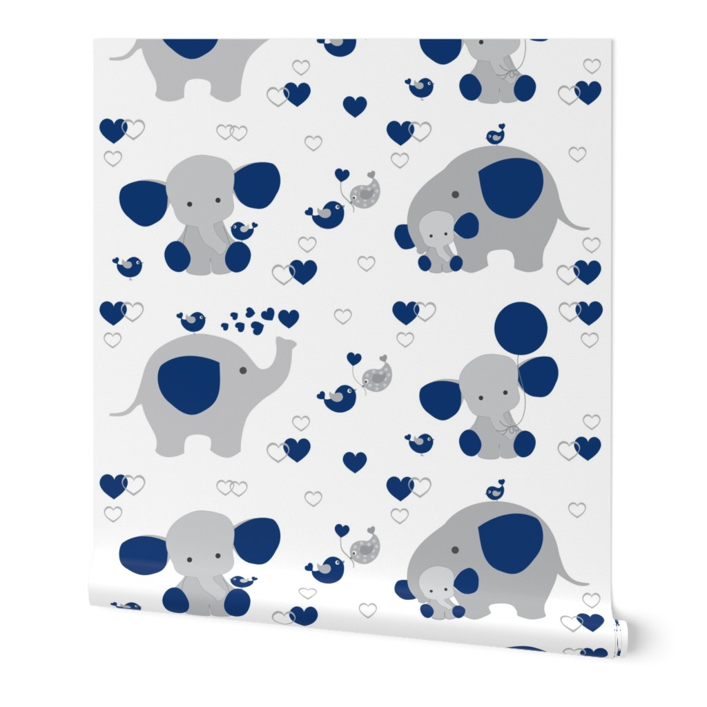 Navy blue elephant baby boy nursery