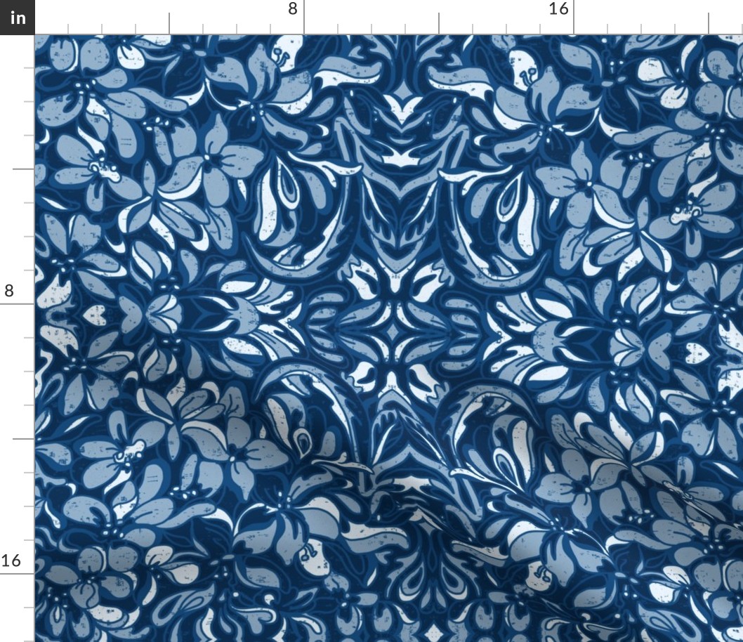 classic blue floral tapestry Fabric Spoonflower