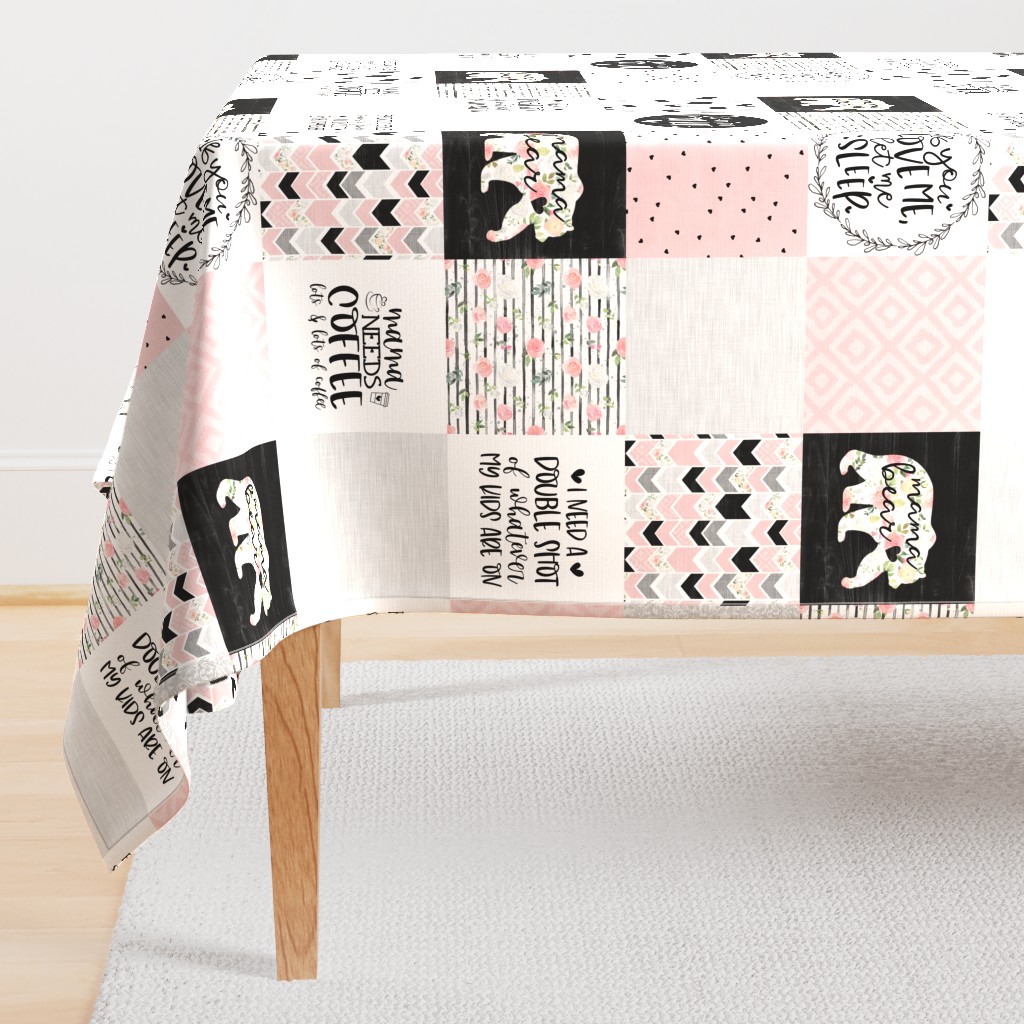 MomLife//Coffee//Pink - Wholecloth Cheat Quilt 