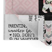 MomLife//Coffee//Pink - Wholecloth Cheat Quilt 