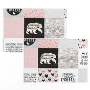 MomLife//Coffee//Pink - Wholecloth Cheat Quilt 